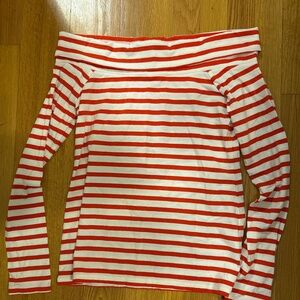 J. Crew Nautical Red and White Off-Shoulder Top